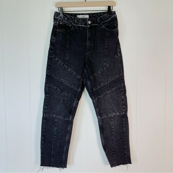 Topshop Moto Mom Black Pieced Jeans 28 - Picture 2 of 9